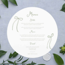 Menu Circular de Casamento Verde do Arco Whimsical