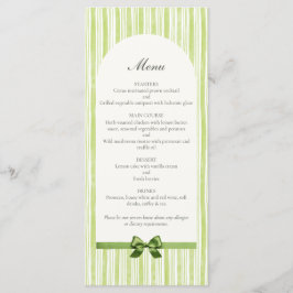 Menu Citrus Green Striped Retro Wedding