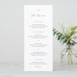 Menu Classic Black and White Monogram Elegant Wedding