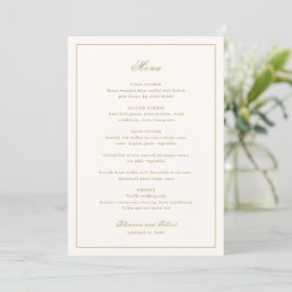 Menu Classic Border Ivory and Gold Timeless Wedding