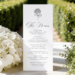 Menu Classic Charcoal Hydrangea Wedding
