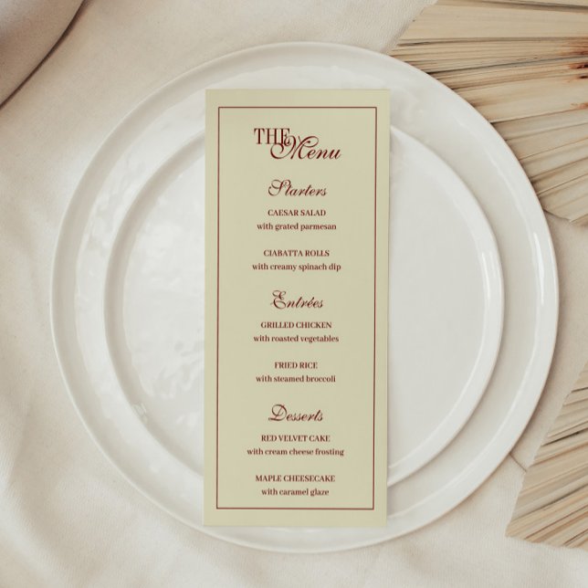 Menu Classic Elegant Ivory Script Monogram Wedding (Criador carregado)