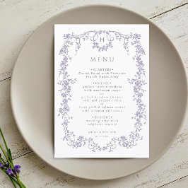 Menu Classic French Victorian Lavender Frame Wedding
