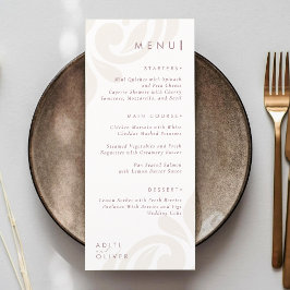 Menu Classic Minimal Damask Rose Ivory Wedding