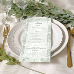 Menu Classic Sage Green Landscape Toile Wedding<br><div class="desc">This elegant pattern features a classical landscape scene with stone steps of an ancient temple,  columns,  urns,  greenery and trees in subdued light and dark sage green tones. Includes an opaque label element with a thin border (the level of opacity can be customized in the design editor).</div>