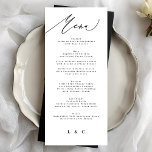 Menu Clássica Caligrafia Branca Negra Elegante<br><div class="desc">Este Design faz parte de uma coleção; Entre em contato comigo se precisar de ajuda para encontrar designs ou produtos correspondentes; também disponível em cores alternativas</div>
