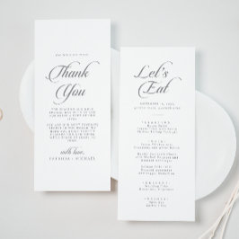 Menu Clássica Caligrafia Chic Obrigado e Casamento