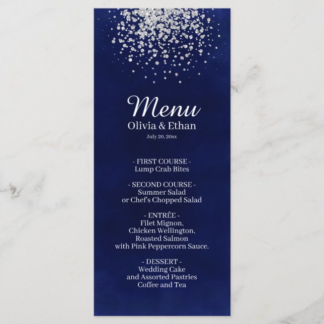 Menu Clássica Silver Glitter no Royal Blue (Frente)