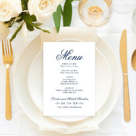 Menu Clássico Casamento Azul Marinho Elegante