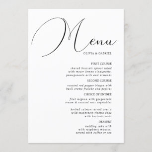 Menu clássico de Casamento de Caligrafia Graciosa