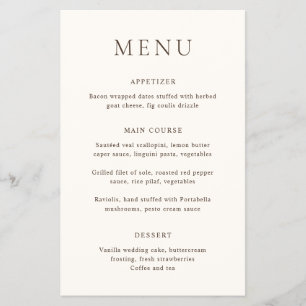Menu Clássico de Casamento de Orçamento Elegante d