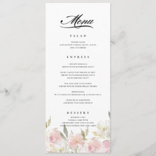 Menu Clássico de Casamento Floral Rosa
