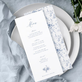 Menu Clássico de Mesa Floral Azul Vitoriano