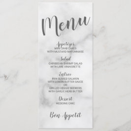 Menu Clássico Elegante White Marble Wedding