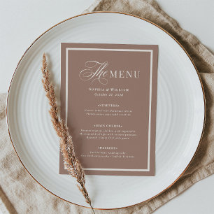 Menu Clássico Luxo   Borda de Tômbola Bege Casamento Ne