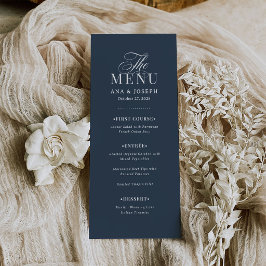 Menu Clássico Luxo | Casamento Azul Marinho Elegante