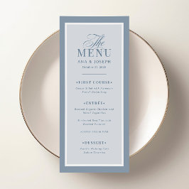 Menu Clássico Luxo | Casamento com Borda Azul Desbotado