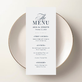 Menu Clássico Luxo | Casamento Elegante Azul Marinho e 