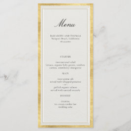 Menu Clássico Moderno Formal Casamento Falso Dourado Ec