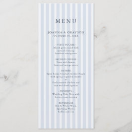 Menu Clássico Moderno Listras Azul Poeira Casamento Vin