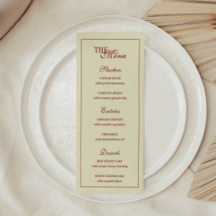 Menu Clássico Monograma de Letra de Cursiva em Marfim p