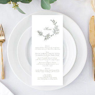 Menu Clássico Sage Green Wreath Floral Monograma Casame