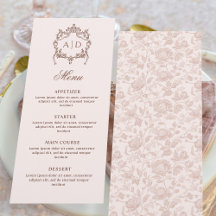 Menu Clássico Vintage Frame Crest Casamentos Monog