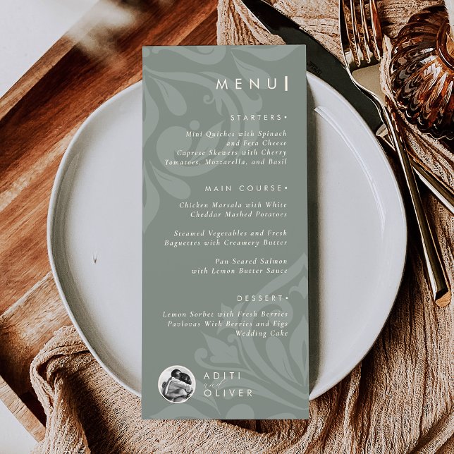 Menu Clássico Vintage Rústico Damask Script Casamento F (Criador carregado)