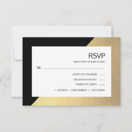 Menu Classn Modern Black Faux Gold Foil RSVP