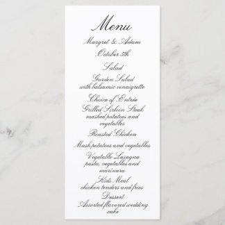 Menu Classy Wedding