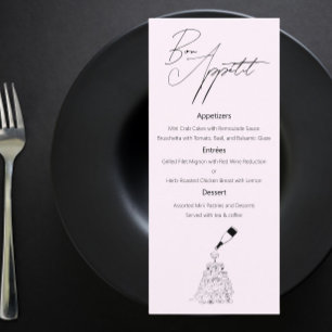 Menu Classy Wedding com desenho