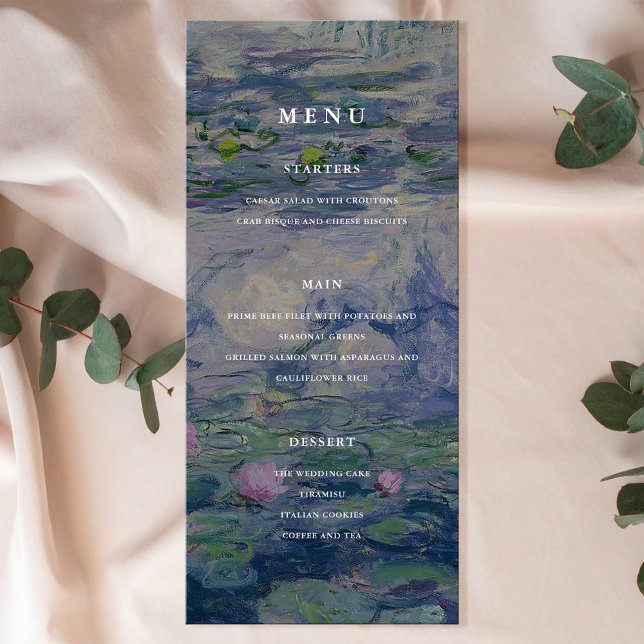 Menu Claude Monet Water Lilies Wedding (Criador carregado)