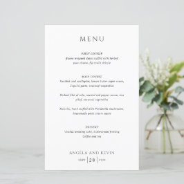 Menu Clean Black and White Modern Wedn