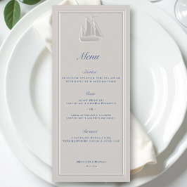 Menu Coastal Nautical Sailboat Elegant Formal Wedding