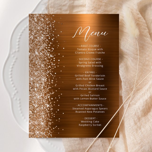 Menu Cobre Glam Glitter Script Casamento (Criador carregado)