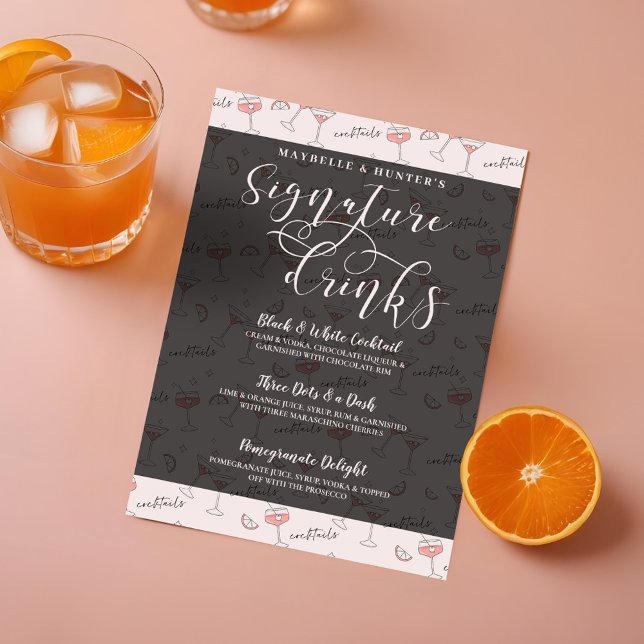 Menu Cocktail Bebida e óculos Signature Cocktail Bebida (Cocktail Drink & Glasses Signature Cocktail Drinks Menu)