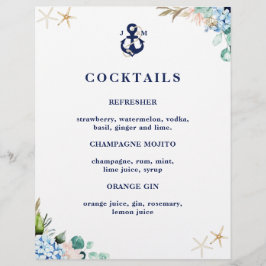 Menu Cocktail de Casamento de Praia de Anchor mari