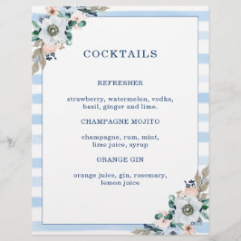 Menu Cocktail Floral Anchor Beach