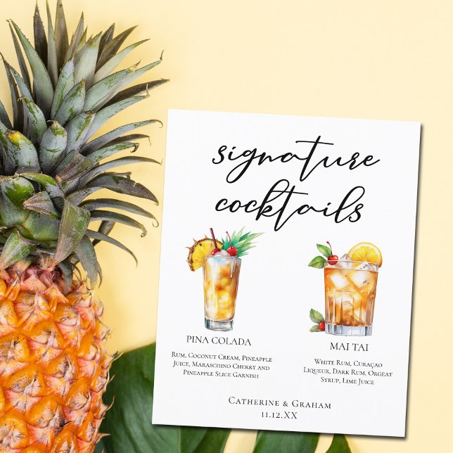 Menu Cocktails de Assinatura de Casamento de Verão (Criador carregado)
