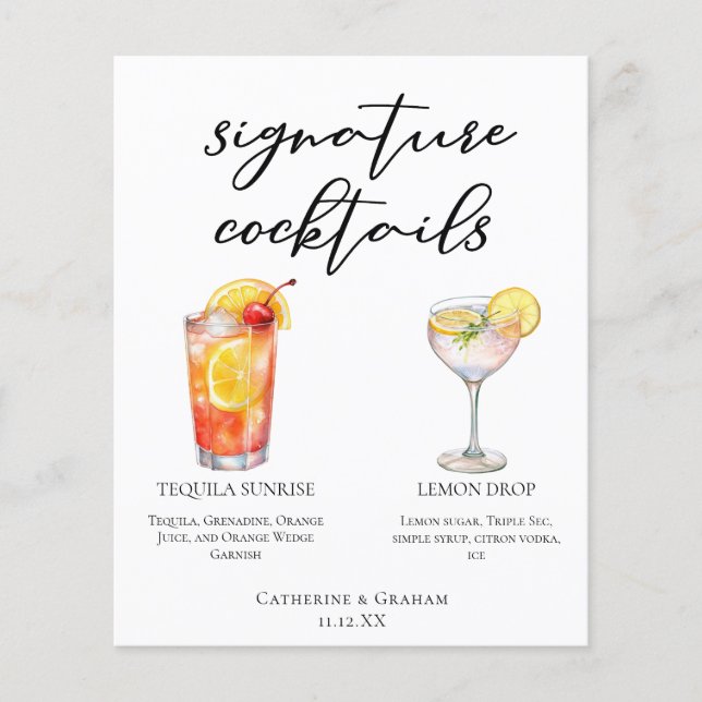 Menu Cocktails de Assinatura de Casamento do Fruit (Frente)