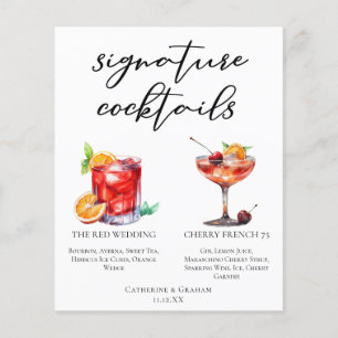 Menu Cocktails de Assinatura do Casamento Vermelho