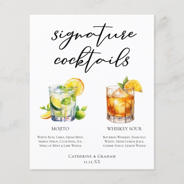 Menu Cocktails de Assinatura Sour do Mojito Whiske (Frente)