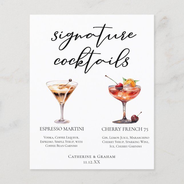 Menu Cocktails Espresso Martini Cherry French 75 (Frente)