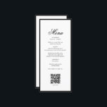 Menu Código QR de Casamento de Casamento de Monograma B<br><div class="desc">Um design de casamento elegante preto e branco minimalista. Um design simples que usa uma elegante tipografia clássica e caligrafia. Um charmoso design de monograma preto e branco com tipografia clássica moderna. Um elegante design de cardápio QR Code com tema preto e branco com elementos modernos. Os convites de casamento...</div>