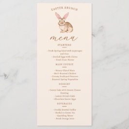 Menu Coelho de Aquarela Marrom Com Orelhas Em Bege de P