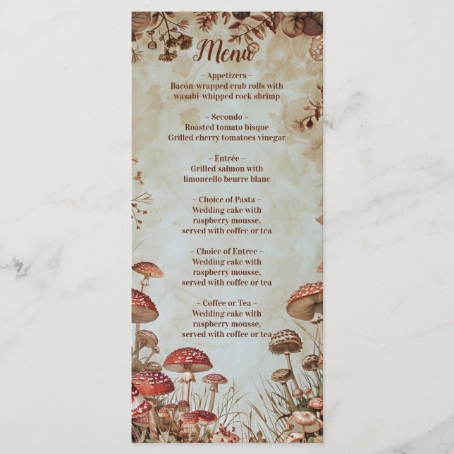 Menu Cogumelo Borboleta Natureza Florestal (Frente)