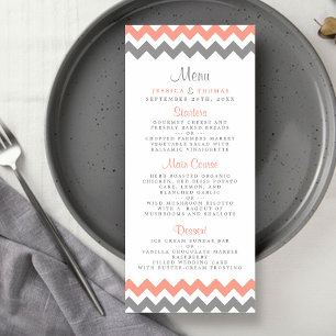 Menu Coleção de Casamento Moderno Chevron - Rosa e Cinz