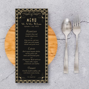 Menu Coleção de Casamentos Art Deco Gatsby, de 1920