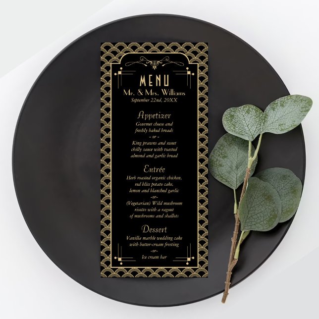 Menu Coleção de Casamentos Art Deco Gatsby, de 1920 (Criador carregado)