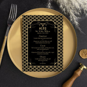 Menu Coleção de Casamentos Art Deco Gatsby, de 1920